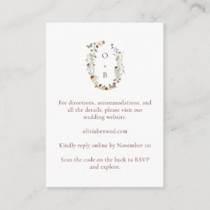 Wildflower Monogram Wedding Details QR Code Insert