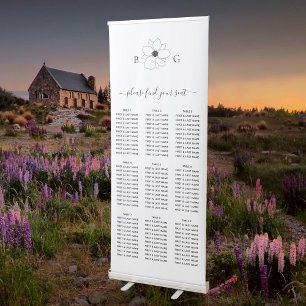 Wildflower Monogram Wedding Seating Chart Retractable Banner