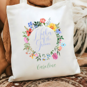 Wildflower Mother of the Groom Script Wedding  Tote Bag