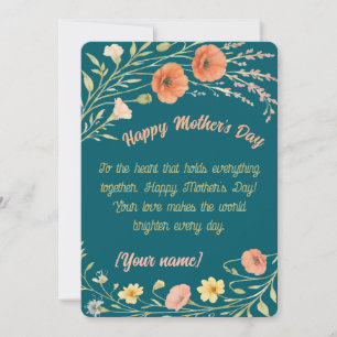 Wildflower Mother's Day Card Gift For Mum