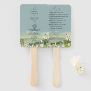 Wildflower Mountain Landscape Wedding Program Hand Fan