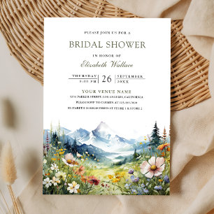 Wildflower Mountain Meadow QR Code Bridal Shower Invitation