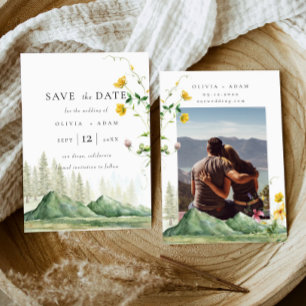 Wildflower Mountain Photo Flat Save The Date Card