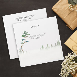 Wildflower Mountain Watercolor Wedding Envelope