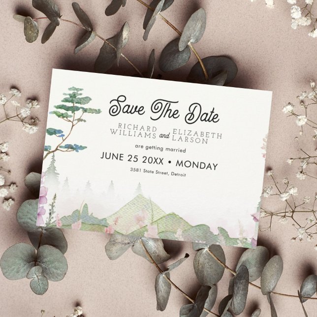 Wildflower Mountain Watercolor Wedding Save The Date (Creator Uploaded)