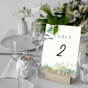 Wildflower Mountain Watercolor Wedding Table Number
