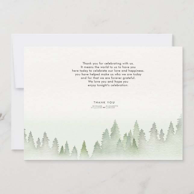 Wildflower Mountain Watercolor Wedding Thank You Card (Back)