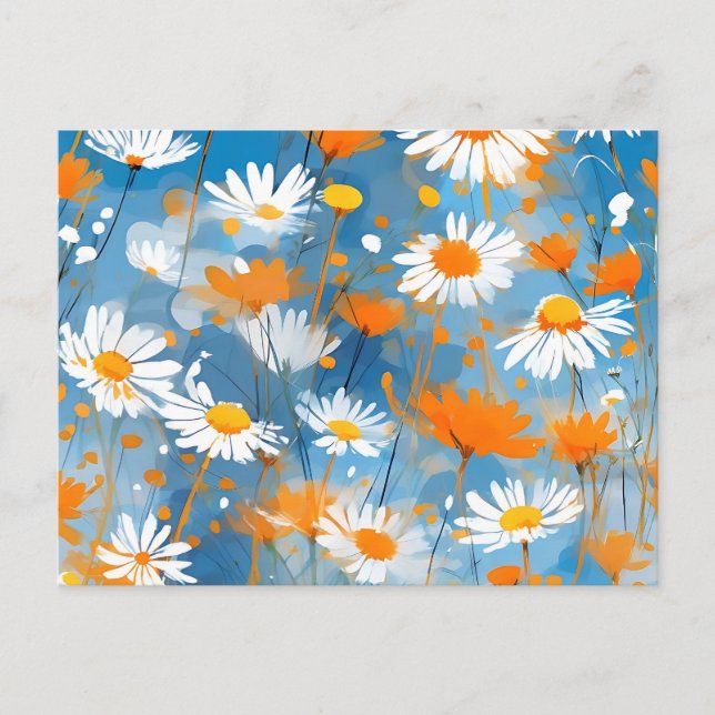 Wildflower Movement in Soft Blue Wash Postcard (Front)