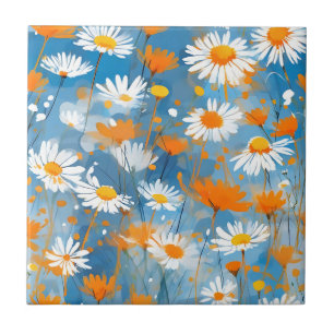 Wildflower Movement in Soft Blue Wash Tile