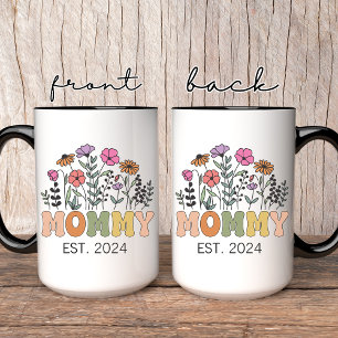 Wildflower Mummy Mug, Custom Floral Gift for Her Mug
