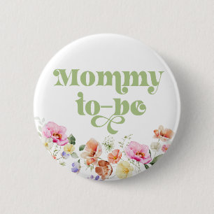 Wildflower mummy to be 6 cm round badge