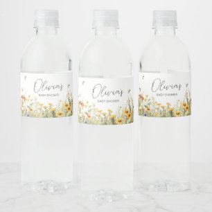 Wildflower Mummy to Bee Baby Shower Water Bottle Label