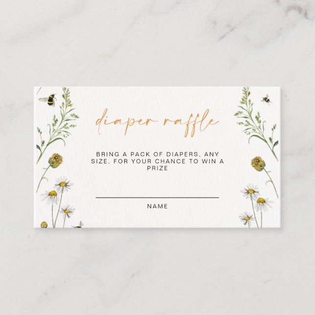 Wildflower Mummy To Bee Gender Neutral Baby Shower Enclosure Card (Front)