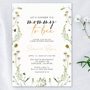 Wildflower Mummy To Bee Gender Neutral Baby Shower Invitation