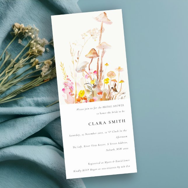 Wildflower Mushroom Autumn Botanical Bridal Shower Invitation (Creator Uploaded)