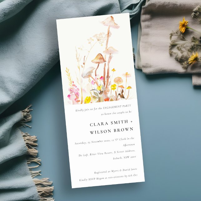Wildflower Mushroom Autumn Botanical Engagement Invitation (Creator Uploaded)