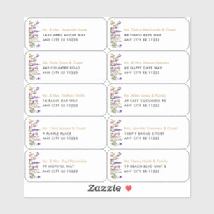 Wildflower Name Wedding Guest Address Labels