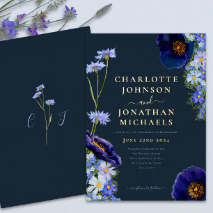 Wildflower Navy Blue and Gold Rustic