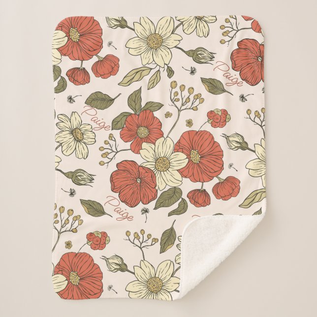 Wildflower, Nursery, Baby shower Gift  Sherpa Blanket (Front)