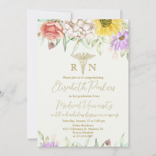 Wildflower Nursing Graduation Party RN Invitation