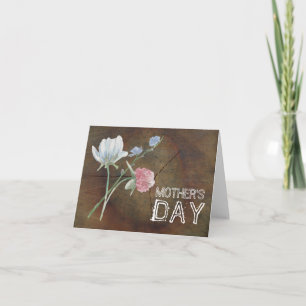 Wildflower Oak Wood Mother's Day Card