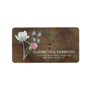 Wildflower Oak Wood Wedding Label