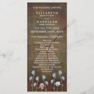 Wildflower Oak Wood Wedding Program Programme