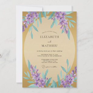 Wildflower Ochre Purple Wisteria Wedding Invitation