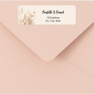 Wildflower off-white pink script return address