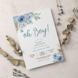 Wildflower Oh Boy Baby Shower Invitation