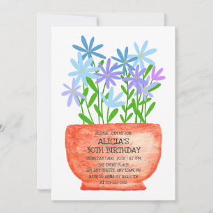 Wildflower On Pot Botanical Birthday Invitation