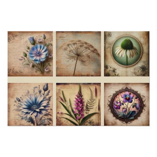 Wildflower on vintage distressed background poster (Front)