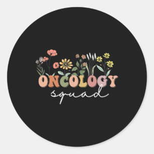 Wildflower Oncology Nurse Squad Retro Tee Pediatri Classic Round Sticker
