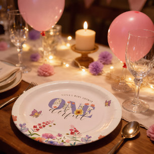 Wildflower Onederful Butterfly 1st Birthday Custom Paper Plate