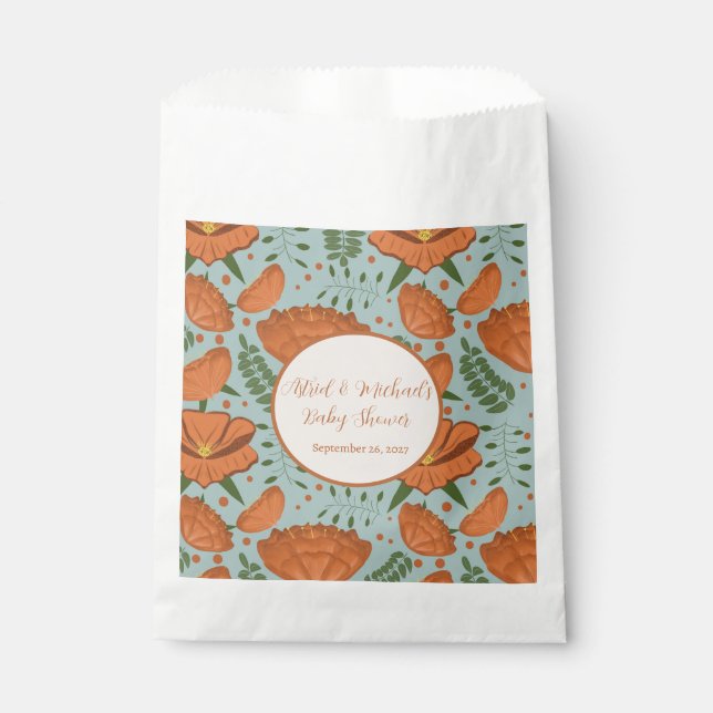 Wildflower Orange Poppy Baby Shower Favour Bags (Front)