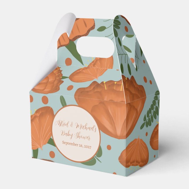 Wildflower Orange Poppy Baby Shower Favour Box (Front Side)