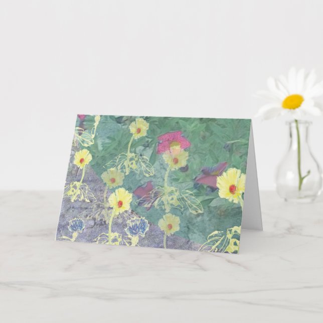Wildflower Original Art Any occasion Blank Card (Small Plant)