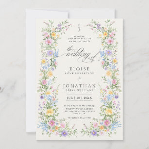 Wildflower Ornate Spring Garden Floral Wedding Invitation