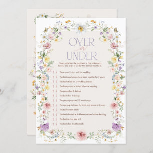 Wildflower Over or Under Bridal Shower Game Card