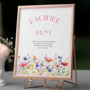 Wildflower Pacifier Hunt Baby Shower Fun Poster