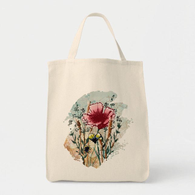 Wildflower Paint Splatter Tote Bag (Front)