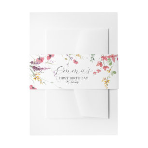 Wildflower paper napkins bands invitation belly band