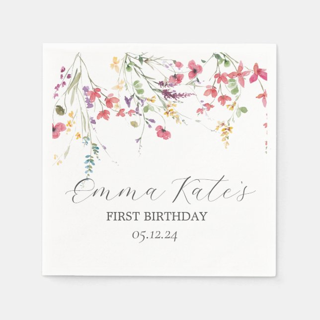 Wildflower paper napkins, modern napkins (Front)