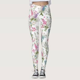Wildflower Pastel Spring Floral Pattern  Leggings