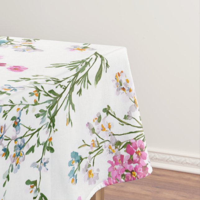 Wildflower Pastel Spring Floral Pattern  Tablecloth (In Situ)