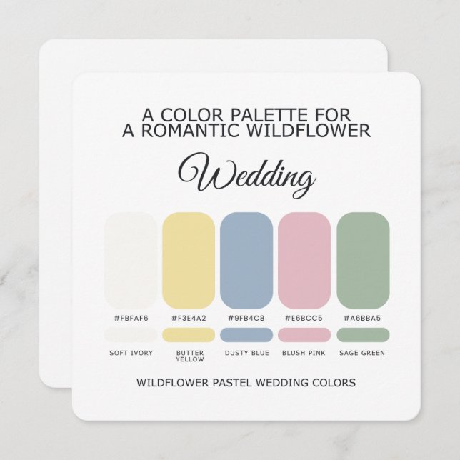 Wildflower Pastel Wedding Color Palette Card (Front/Back)