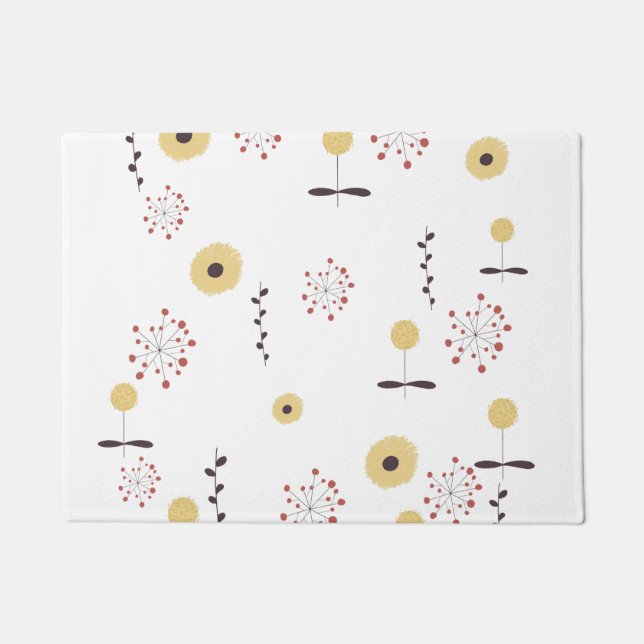 Wildflower Pattern Boho Doormat (Front)