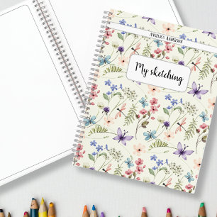  Wildflower  pattern custom name sketching Notebook