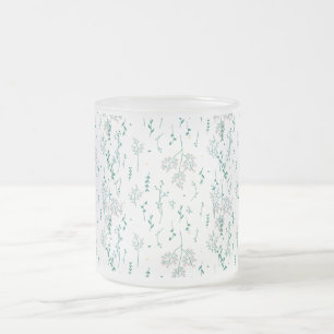 Wildflower pattern frosted glass coffee mug