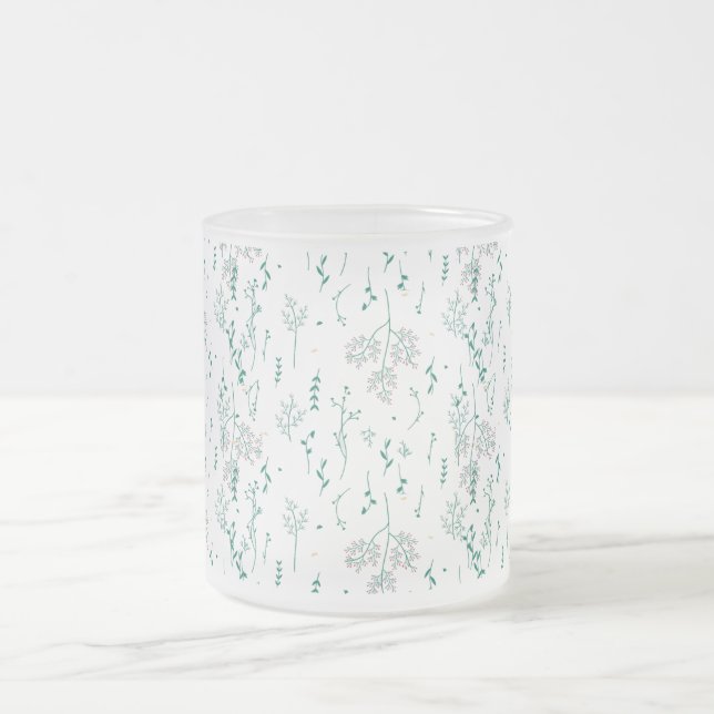 Wildflower pattern  frosted glass coffee mug (Center)